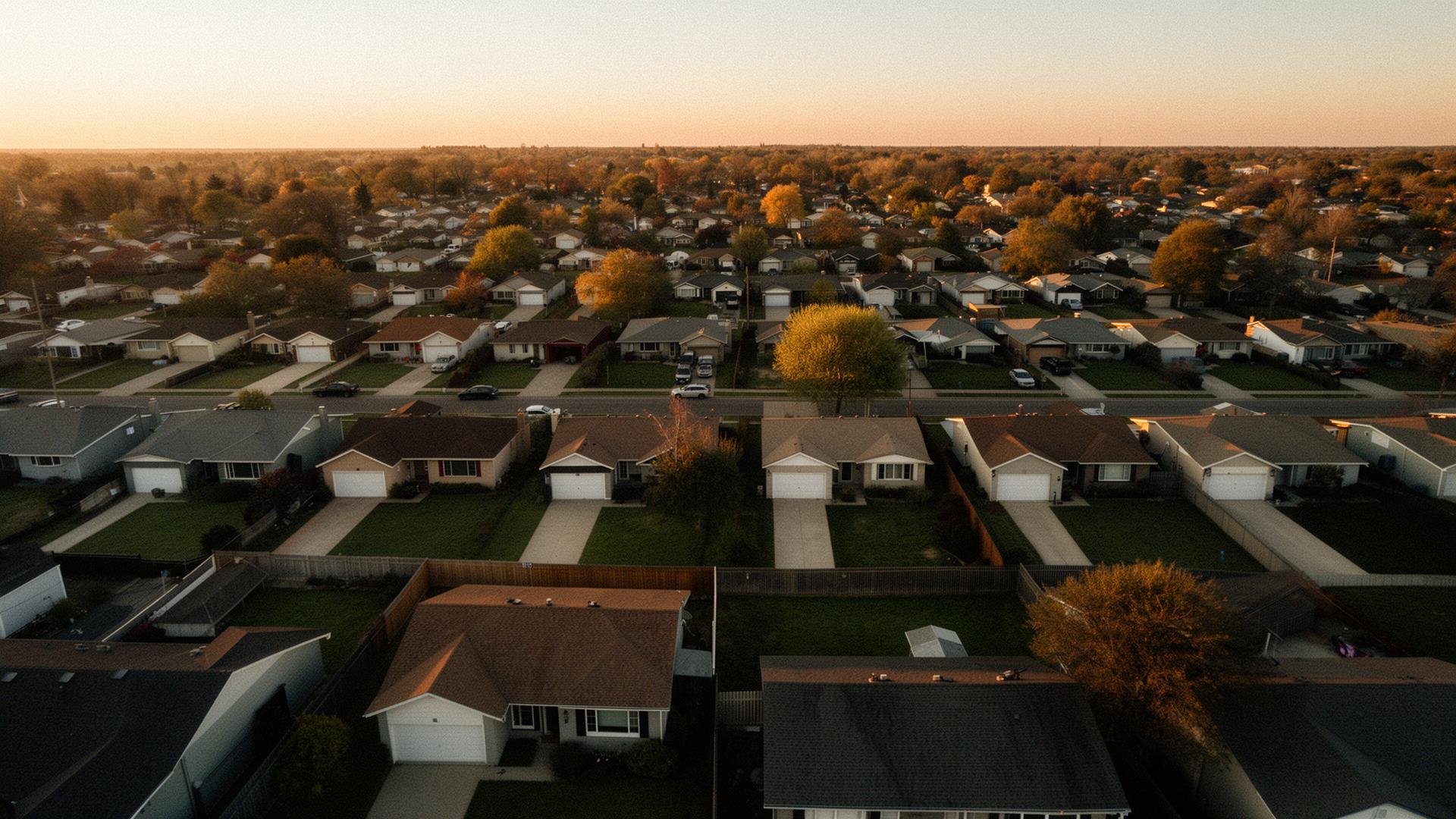 Aerial view of an American neighborhood